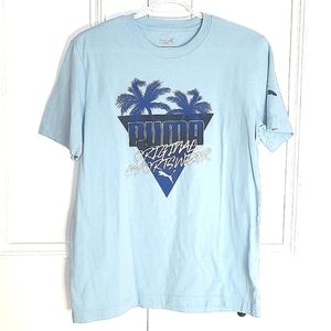 PUMA Aquamarine Palm Tree 'Original Sportswear' Tee size Small